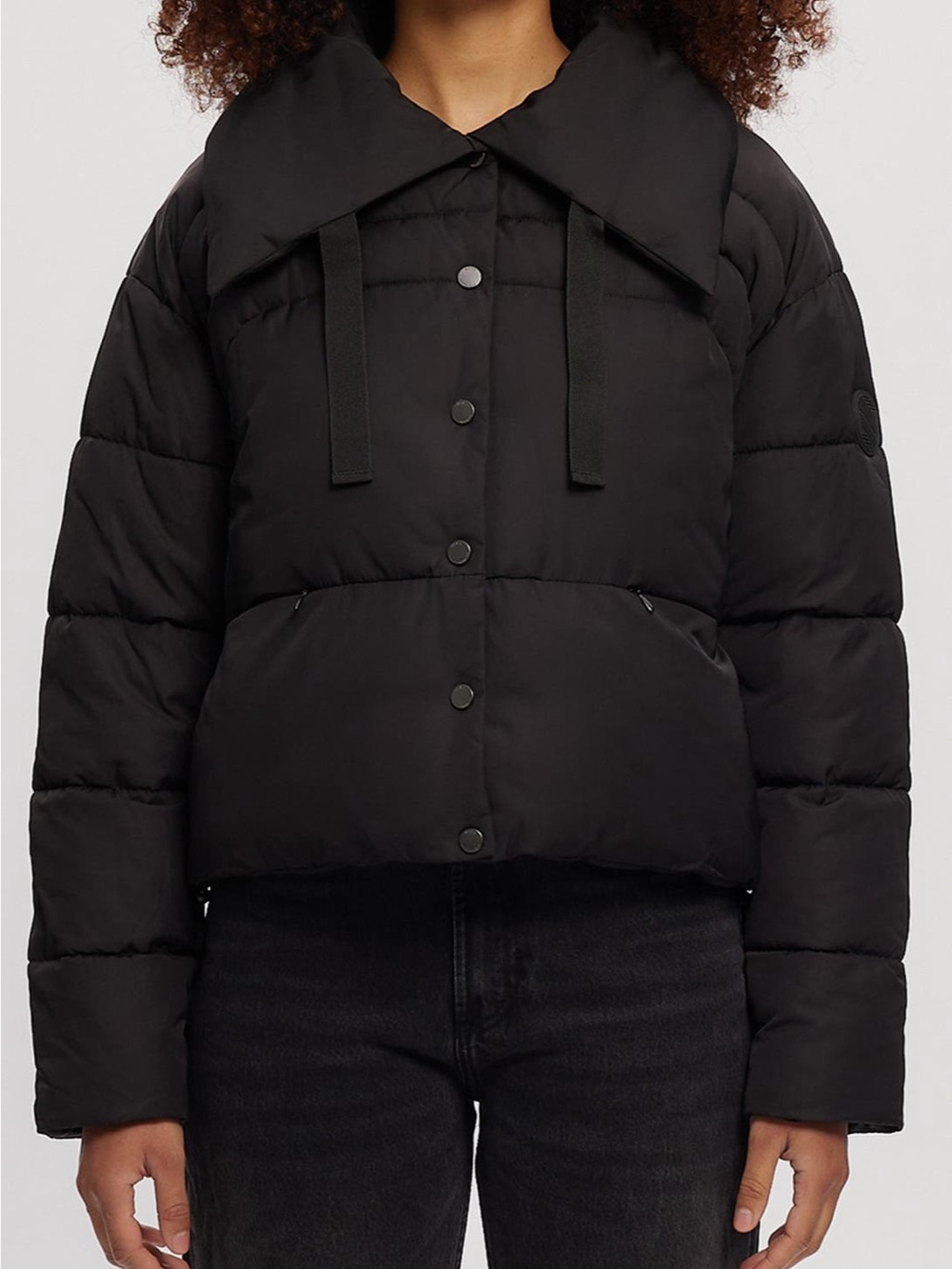 Noize Yasmin Crop Puffer Jacket Black